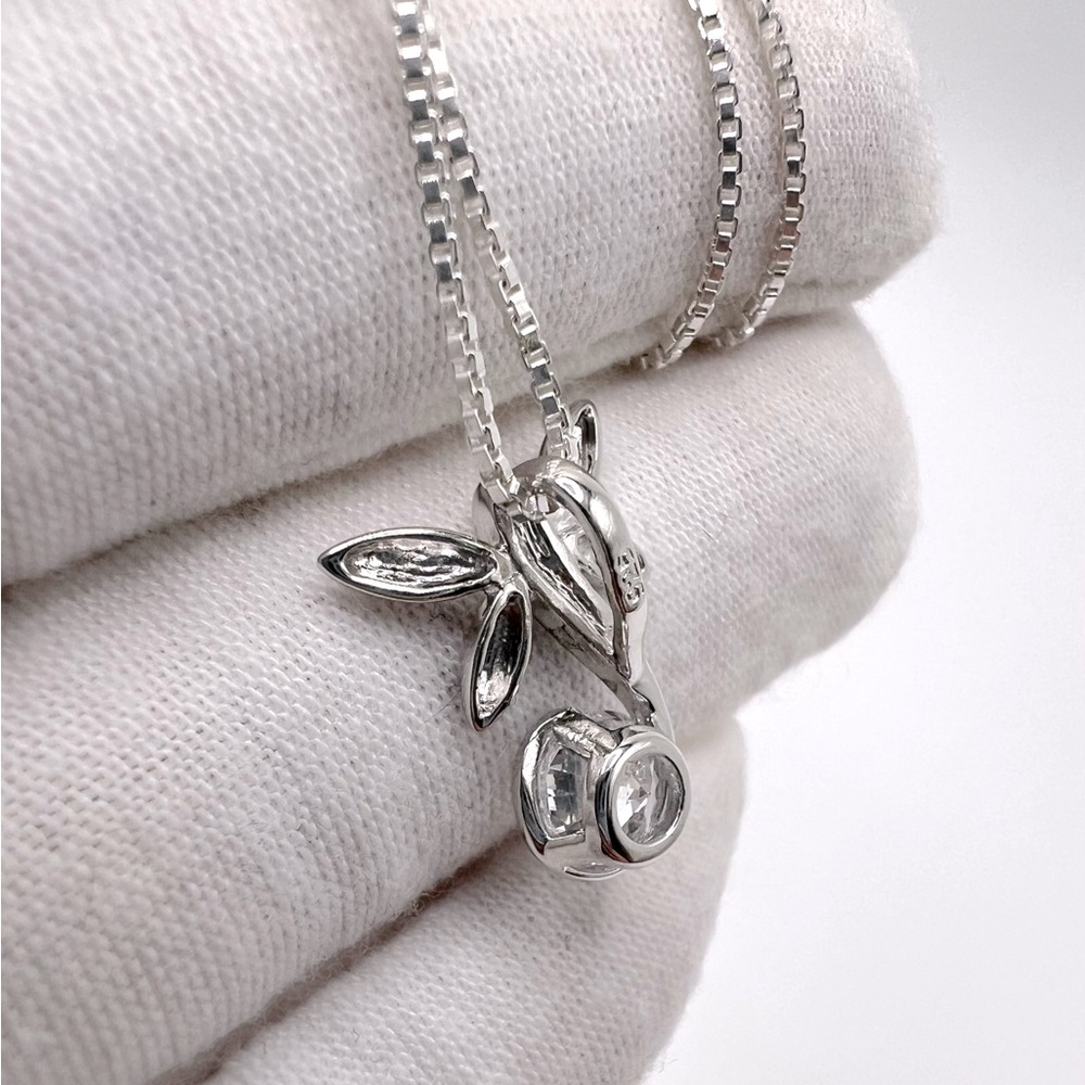 .925 Sterling Silver Dragonfly Necklace with Round Cz - Picture 8 of 14